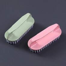 2pcs Random Color Multipurpose Cleaning Scrub Brushes,Durable Hard Bristles, Portable Plastic Handle,Suitable For Laundry, Kitchen And Shoe Cleaning