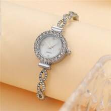 Set de 3 relojes de cuarzo elegantes y casuales para dama, con carátula redonda, diseño con diamantes y compacto