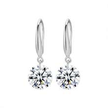 Pendientes de gota con diamante de circonita y diseño asimétrico, de plata esterlina 925, versátiles y de alta gama