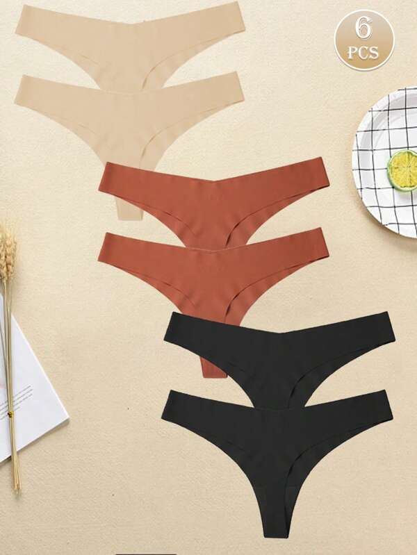 6Pcs Underwear Women Panties Seamless Briefs Traceless Knickers Sexy Thongs Breathable Fabric Seamless Thong