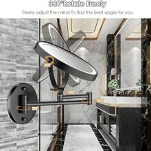 [LED Makeup Mirror] 8-Inch Double-Sided Mirror - Wall-Mounted Makeup Mirror With LED Lights, 1x/10x Magnification, 360 Degrees Rotation, 3-Color Light Touch Screen - Suitable For Bathroom, Bedroom, Living Room Bathroom Decor Fall Decor Makeup Organizer Bathroom Accessories Back To School