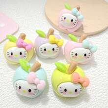 Sanrio (Authorized) 1pc Sanrio Cartoon Apple KT Cat Resin Accessories Cream Glue DIY Hair Clip Headband Phone Case Shoe Buckle Pendant Material, Suitable For Various Holiday Gifts And Party Gifts