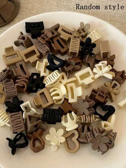 15/20/30pcs Mini Floral Shape Claw Clips, Brown Tone Small Size Claw Hair Clips For Bangs & Flyaways (20pcs/Set) Hair Jaw Clip Hair Clamps Hair Clutch Hair Catcher Clip Fall Winter Hair Accessories For Women For Vacation Outfits Woman Flower Hair Clip