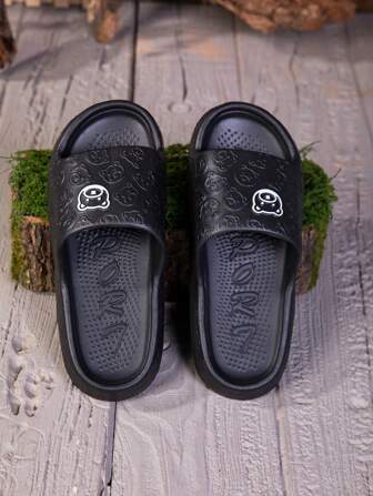 Sandalias negras de mujer con suela gruesa de EVA, moda de uso casual, liviano y antideslizante para casa, playa y exterior en verano