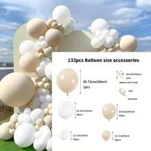 133pcs Wedding & Party Balloons Arch & Decor Kit - Cream & Champagne - Heart Shape Design, Suitable For Engagement, Valentine's Day, Mother's Day - Princess Theme, No Electricity Required