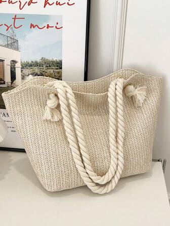 2025 New Country Style Multi-Purpose Women's Shoulder Bag, Casual Large Capacity Tote Bag, Woven Straw Bag, Beach Bag, Relaxed Vibe