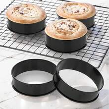 2 件/6 件不锈钢圆形英式松饼/吐司/蛋糕/蛋圈模具套装，多用途厨房汉堡/煎饼模具 - 銀色 - 查看 6