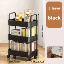 1pc 2/3/4 Layer Trolley Storage Rack, Bedroom Storage Rack, Family Kitchen Mobile Storage Rack, Multi-Layer Trolley Shelf Easy To Assemble, And Movable Tires, Which Can Be Used As Multifunctional Storage Cabinets, Tire Hooks, Kitchen Vegetables, Bathroom Clothes, Study Books And Living Room Snacks.