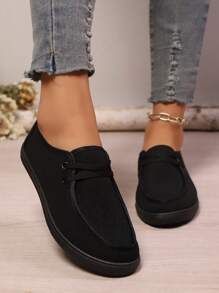 Damen bequeme lässige Segeltuch Slip-On Mokassins, leichte weiche Sohle flache Schuhe mit niedriger, rutschfeste runde Zehenkappe Segeltuch Komfort leichte Flache Schuhe, Damen Sneaker Größe 36-45