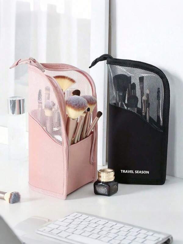 High Capacity Upright Makeup Brush Holder Case, Suitable For Women - Portable And Easy To Use, Storage Box Organizer, Organize, Table Organizer, Organizer, Storage, Bathroom, Jewelry Box, Jewelry Organizer, Jewellery Box, Makeup Organizer, Vanity Organizer, Storage, Boho Vibes Travel Essentials Travel Accessories Vacation Summer Holiday Back To School