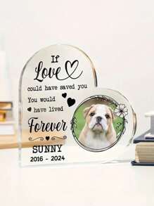 Personalized Pet Memorial Acrylic Heart Plaque - Curved Heart-Shaped Remembrance Keepsake For Pets-5 Styles ,Loss Of Dog Or Cat Sympathy Tribute, Customizable Desk Decor Celebrating Beloved Animals - For Pet Lovers - Memorial Gift For Pet Loss