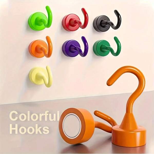 10pcs Colorful Refrigerator Magnet Hooks, Suitable For Kitchen, Home, Cruise, Workplace, Office And Garage With Iron Surface, Magnetic Hooks