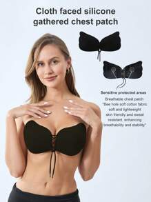 1pc Women Self-Adhesive Silicone Bra, Adjustable Push-Up Invisible Bra Tapes, Bra Accessories, Cooling Innerwear For Summer, Cleavage Support Bustier Tape For Evening Gowns