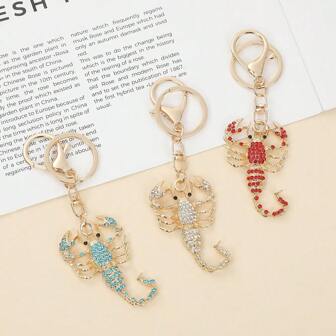 قلادة مفتاح بشكل عقرب صغير مرصعة بالكريستال، إكسسوار معدني مزين بالراين ستون، هدية صغيرة، تذكار حفلة، سبيكة زنك، إكسسوارات سيارة جوثيك كيوت Y2K، إكسسوارات عيد المعلم، حامل بطاقة هوية، إكسسوارات حقيبة، تعليقات حقيبة، عيد الميلاد