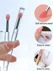 1/3/5/10支装美甲硅胶涂抹棒，可重复使用，适用于铬粉亮片美甲，新款易涂抹颜料硅胶美甲刷 - 彩色 - 查看 2