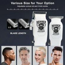 LARGNER LARGNER Set de 3 piezas para hombre: Recortadora y maquinilla de afeitar profesional dorada - Kit de corte de pelo recargable por USB con pantalla LCD, que incluye maquinilla eléctrica, recortadora de cuchilla en T, 8 peines guía, 3 cables USB, 1 cepillo de limpieza y peine - Regalo ideal