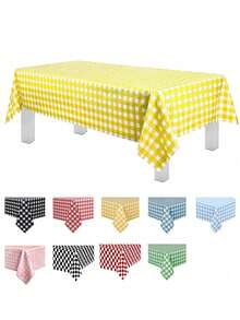 1pc/4pcs/6pcs Plaid Disposable Table Cloth, Classic Checkered Tablecloth, Multiple Colors Available, Square Shape, PEVA Material, Plastic Tablecloth, Tabletop Protection, Suitable For Weddings, Birthday Parties And Other Occasions - Multicolor - View 12