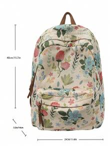 Women's Minimalist Large Capacity Floral Print Backpack, School Backpack, Bags For University, University Essentials - Multicolor - View 5