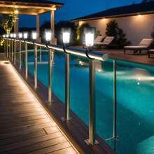 1 pièce/6 pièces Lumières solaires extérieures pour piscine, Lumières de clôture à LED, Lumières étanches, Interrupteur automatique crépuscule/aube, Pour clôture de piscine, jardin, porche, décoration d'allée