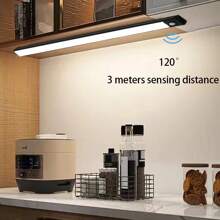 1 Stück Schranklicht mit Bewegungssensor, 3-Farbton dimmbare LED Nachtbeleuchtung, wiederaufladbare Wandleuchte, magnetische Kleiderschrankbeleuchtung, kabellose Beleuchtung für Küche, Treppe, Kleiderschrank, Arbeitszimmer