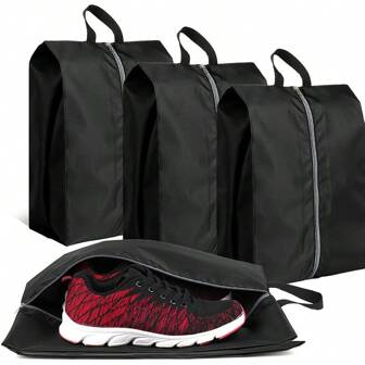 Travel Shoe Bag -4 Packs Extra Large Waterproof Travel Shoe Bag With Zipper And Handle - Gym Portable Packaging, Unisex, Luggage, Wardrobe (16.5x9.4&15.5x7.5 Inches)