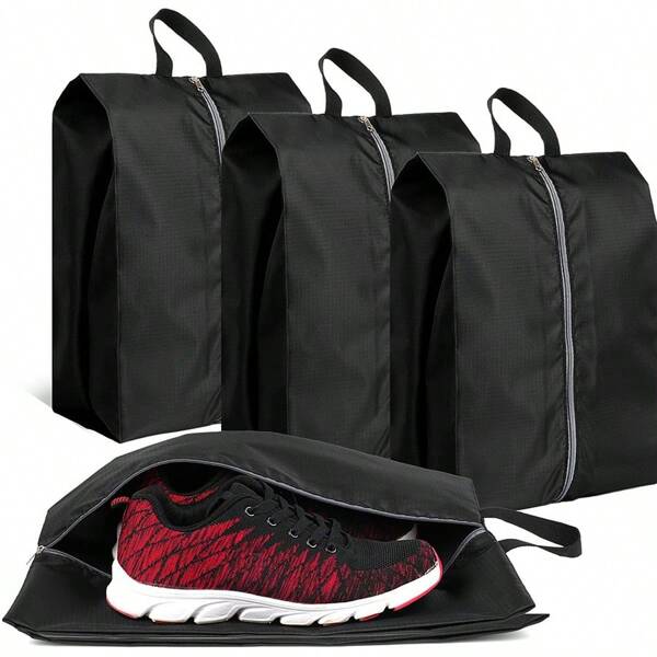 4 Paquetes de Bolsas para Zapatos de Viaje Extra Grandes a Prueba de Agua con Cierre y Asa - Empaque Portátil para Gimnasio, Unisex, Equipaje, Armario (16.5x9.4 y 15.5x7.5 Pulgadas)