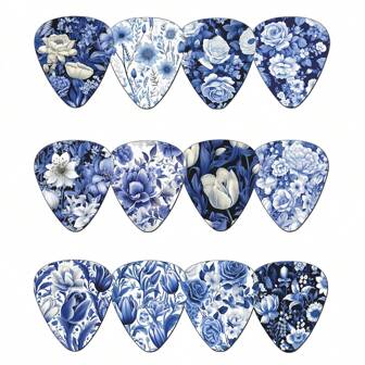 Set Of 12-Piece Colorful Theme Guitar Picks - 0.46/0.71/1.0mm Thickness Options Available Musical Instrument Accessories ,Vibrant Designs For Music Enthusiasts Gift