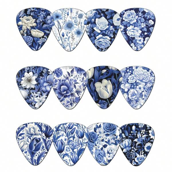 Set Of 12-Piece Colorful Theme Guitar Picks - 0.46/0.71/1.0mm Thickness Options Available Musical Instrument Accessories ,Vibrant Designs For Music Enthusiasts Gift