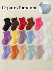 12 Pairs Baby Socks, Suitable For Spring & Summer, Short Socks With Lace, Children's Socks - Multicolor - View 17