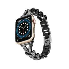 Nova pulseira de metal com strass de alta qualidade com orelha de trigo compatível com pulseiras de 38/40/41/42/44/45/46/49 mm Pulseira de relógio I Pulseira de relógio I Pulseira de relógio I Ultra/S10/9/8/7/6/5/4/3/2/1