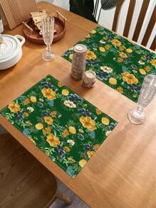 1/4 pièces Dessous de plat en lin bohème coloré, accessoires de cuisine à motif floral, dessous de plat élégants résistants à la pollution, conviennent pour la maison, la salle à manger, la décoration de restaurant