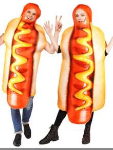Nezababy Halloween Hot Dog Costume Adult Funny Food Suit Outfit For Men Women Fancy Dress Up Cosplay