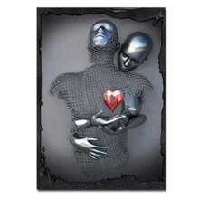 1 Pc Optional Frame Posters Wall Arts Pop Modern Metal Figure Statue Wall Art Canvas Painting Poster Abstract Romantic Couple Home Room Decor Mural Picture Print Artwork ,Wall Art With Frame