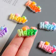 6pcs Cartoon Ombre Gradient Letter "HAPPY" Refrigerator Magnet Stickers, Decorative Adhesive Memo For Birthday Party, Wedding, Holiday, Office, Kitchen, Appliances