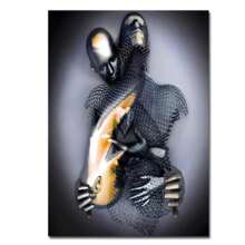 1 Pc Optional Frame Posters Wall Arts Pop Modern Metal Figure Statue Wall Art Canvas Painting Poster Abstract Romantic Couple Home Room Decor Mural Picture Print Artwork ,Wall Art With Frame