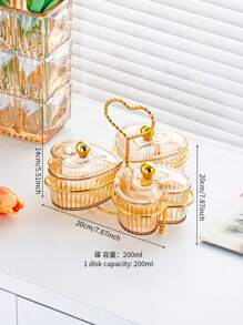 1pc Heart-Shaped Compartment Tray, Fruit Bowl, Candy/Snack/Dessert Plate, Serving Dish For Home/Living Room, Modern Melon Seeds/Dried Fruit Storage Box