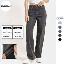 KatchMe Women's Minimalist High Waist Denim Stretch Wide Leg Jeans,  Multi-Pocket Denim Trousers For Women, Classic Women's Pants, Street Womenswear - màu đen - Xem 3