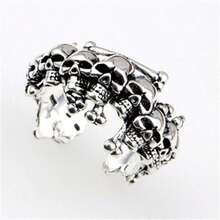 Men's Vintage Punk Style Matte Skull Ring - Multicolor - View 13