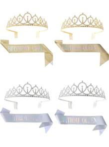 Set de accesorii pentru păr coroană din aur trandafir cu decor cu strasuri, 2 buc