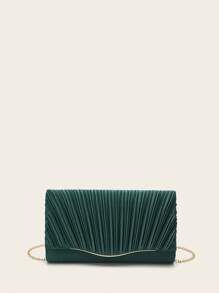 Pink Satin Pleated Clutch Bag, Simple And Practical Multi-Functional