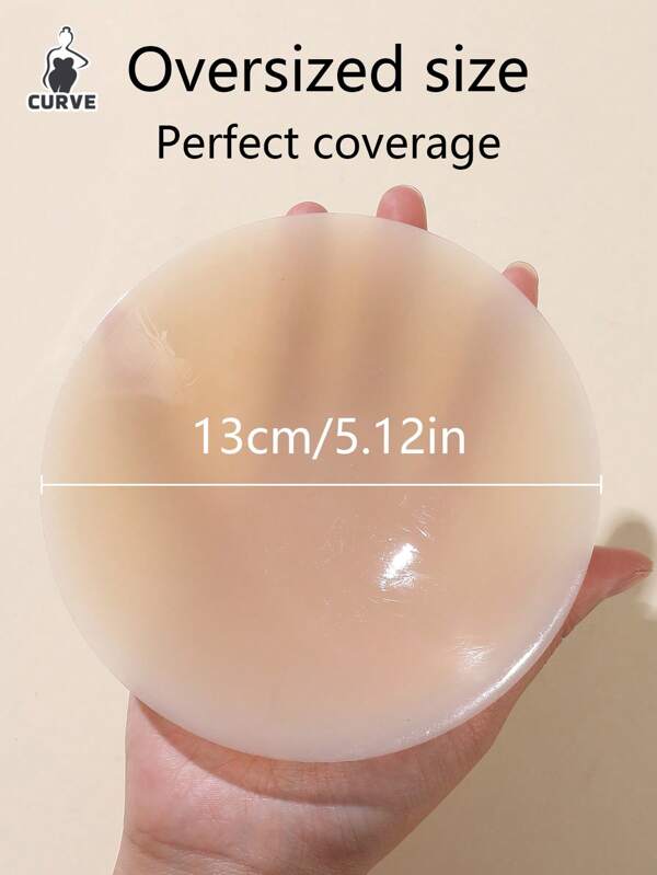 1 Pair Large 5.12"/13cm Silicone Invisible Nipple Cover Breast Pasties, Breathable Silicone Bra Lift Tape For Strapless Dress, Summer Lightweight