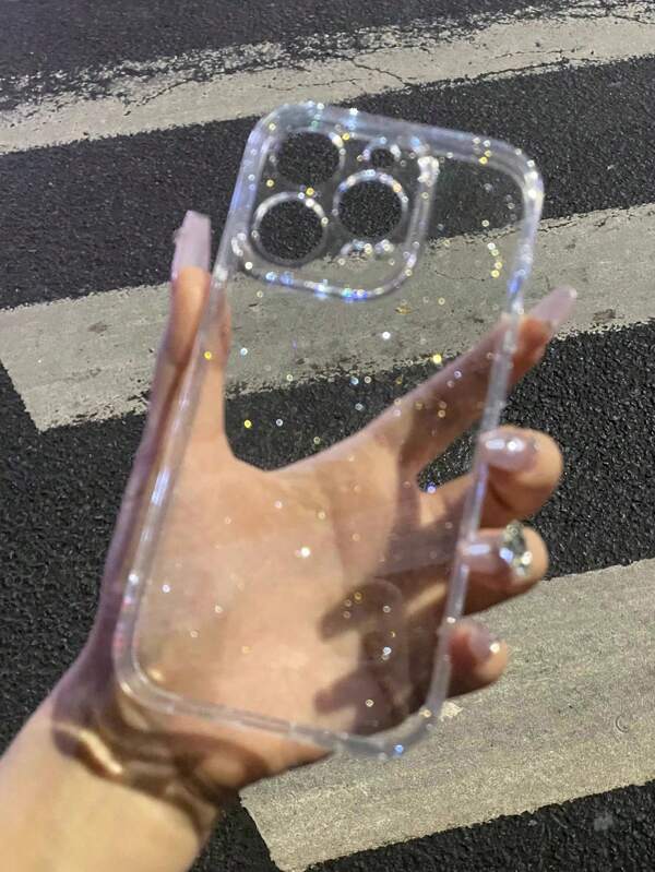 Sequins 1.5mm Thick Glitter Apple Phone Case, Transparent Soft Cover For IPhone 16 Pro Max/16/16 Pro/16 Plus/15/15 Pro Max/15 Plus 15 Pro/14 Pro Max/14 Pro/14/13 Pro Max/13/13 Pro/13 Pro Max/12/12 Pro Max/12 Pro/11/11 Pro Max/11 Pro
