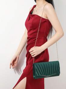 Pink Satin Pleated Clutch Bag, Simple And Practical Multi-Functional