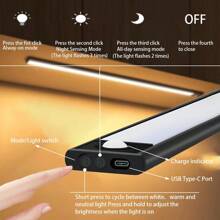 1 Stück Schranklicht mit Bewegungssensor, 3-Farbton dimmbare LED Nachtbeleuchtung, wiederaufladbare Wandleuchte, magnetische Kleiderschrankbeleuchtung, kabellose Beleuchtung für Küche, Treppe, Kleiderschrank, Arbeitszimmer