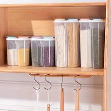 1pc Multi-Compartment Sealed Food Storage Container, Large Capacity Sealed Food Storage Container, Multi-Grid Moisture-Proof Transparent Sealed Fresher Box With Sealed Cover, Transparent Plastic Dry Goods Organizer For Pasta, Cereal, Grains, Kitchen Pantry Organization, Food Contact (Random Color & Style)