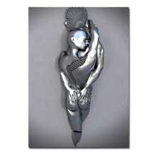 1 Pc Optional Frame Posters Wall Arts Pop Modern Metal Figure Statue Wall Art Canvas Painting Poster Abstract Romantic Couple Home Room Decor Mural Picture Print Artwork ,Wall Art With Frame