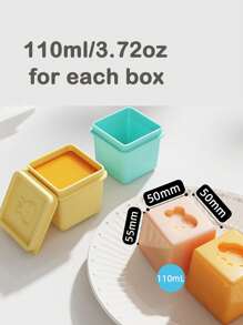Set de 6 recipientes de silicona para almacenamiento de alimentos para bebés con patrones aleatorios, cajas divisoras aptas para congelador con tapas, bandejas para puré hecho en casa