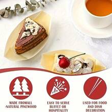 50/100 piezas de bandejas de barco de madera desechables, mini barcos de comida, bandejas de hoja de plato frío para sushi, bolas de tentáculo japonés, alas de pollo frito, tazones de madera para donas, cajas para llevar sashimi, platos para tartas de cumpleaños, adecuado para catering/uso familiar/camping/fiestas