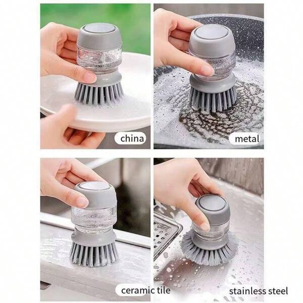 [1 Pack] Brush Pot Artifact Kitchen Pot Washing Cleaning Brush Collection Lazy Household Decontamination And Descaling Dishwashing Oil-Free Brush Pot Brush