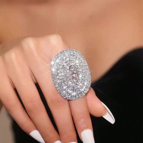 Silver Gorgeous Sexy Nightclub Party Crystal Rhinestone Ring For Women